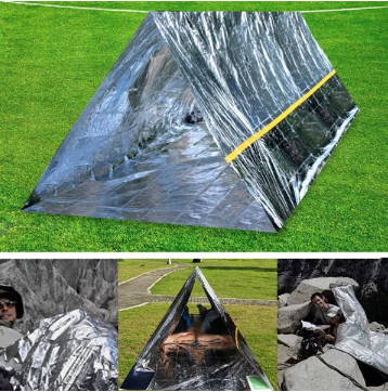 Nödtält 2 personer - Orange Silverfolie - Emergency Shelter Camping Survival Tent