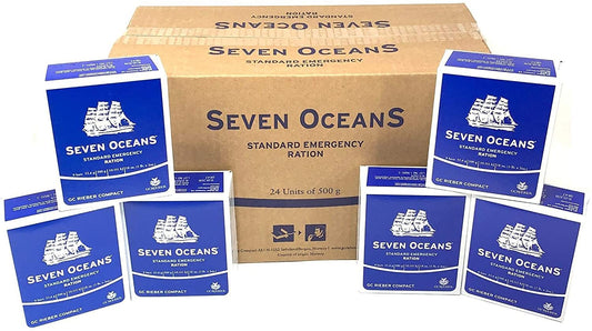 Seven Oceans 2-månaders överlevnadsmatförpackning - 24x 500 g Nödkakor med lång livslängd