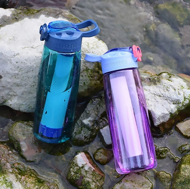 Filterflaska med sugrör - Vattenreningsfilter - 450ml - BPA Fri - Water Bottle With Straw