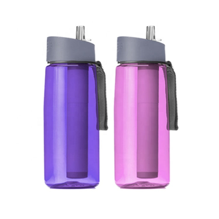 Filterflaska med sugrör - Vattenreningsfilter - Vattenflaska 550ml - BPA Fri - Water Bottle With Straw