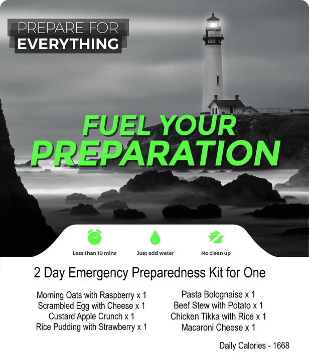 2-dagars matförråd av frystorkad mat - 2 Day Emergency Preparedness Kit - Fuel Your Preparation. ca 7 års hållbarhet.