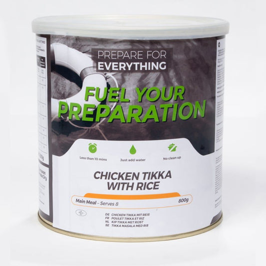 Kyckling Tikka med Ris Burk 8 portioner - Frystorkad - Chicken Tikka with Rice Tin - Fuel Your Preparation. ca 25 års hållbarhet.