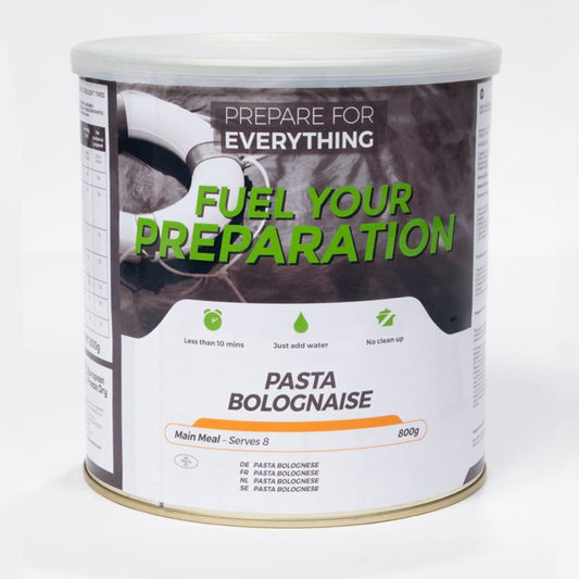 Pasta Bolognese Burk 8 portioner - Frystorkad - Pasta Bolognaise Tin - Fuel Your Preparation. ca 25 års hållbarhet.