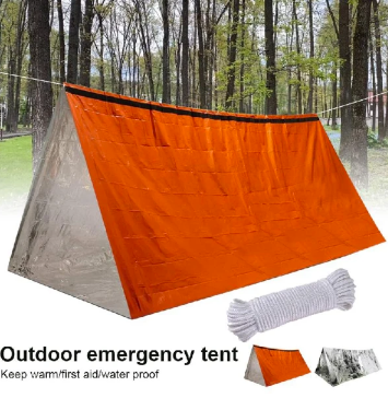 Nödtält 2 personer - Orange Silverfolie - Emergency Shelter Camping Survival Tent