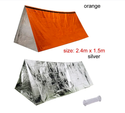 Nödtält 2 personer - Orange Silverfolie - Emergency Shelter Camping Survival Tent