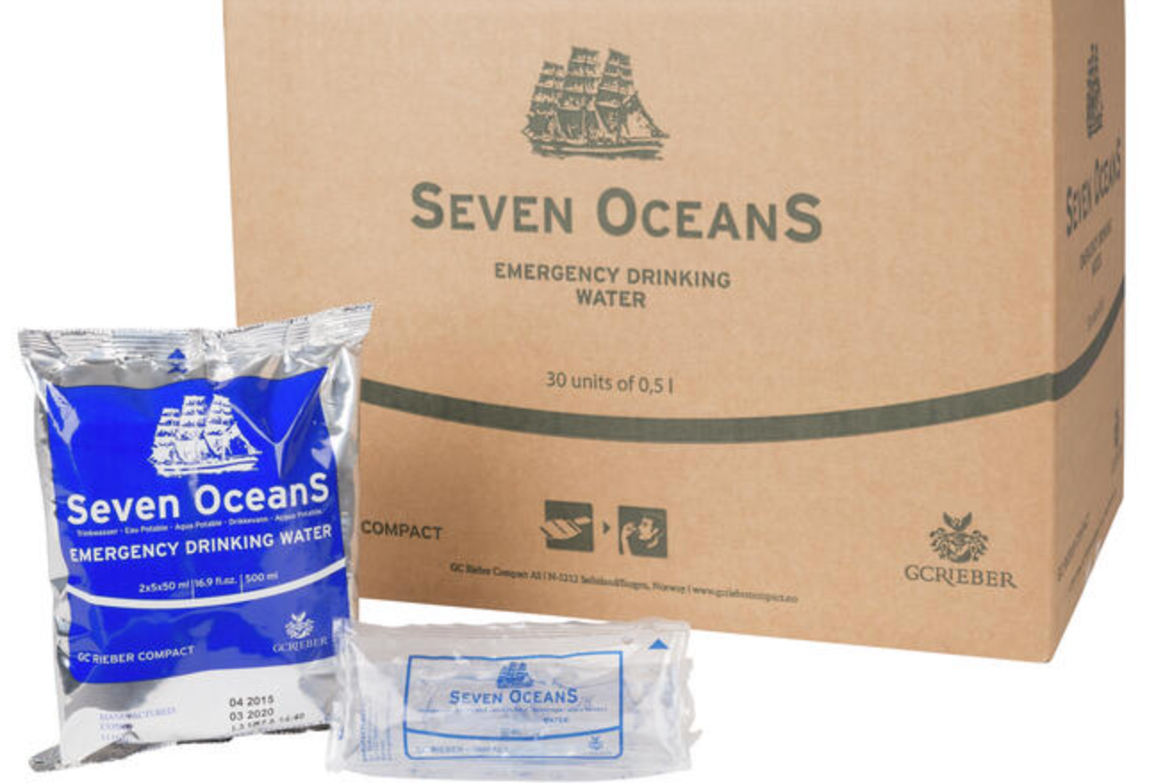 Seven OceanS ® Emergency Drikkevand - Drikkevand med lang holdbarhed - 30x500ml